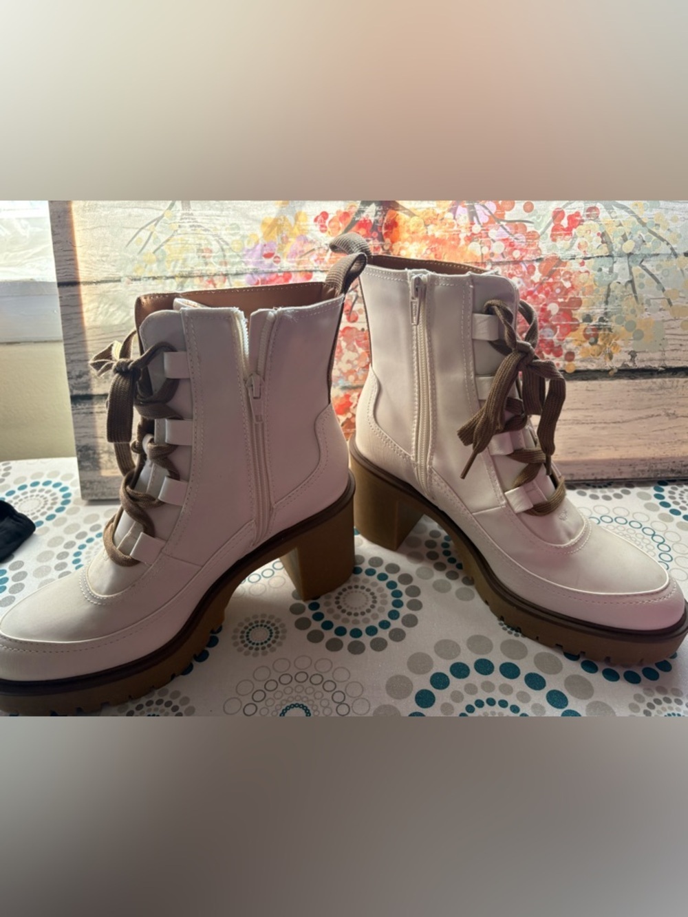 NEW-9  Lace-Up Zipper 3”heel 
 Ankle Boots - Y2K festival Bohemian